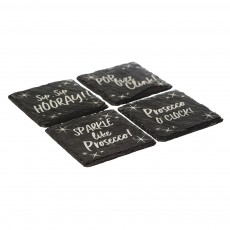 Prosecco Coasters Square Engraved Set 4 Prosecco Coasters Square Engraved Set 4