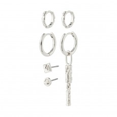 Pilgrim Star Recycled Earrings 3in1 Set Silver-Plated