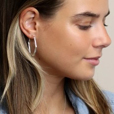 POM Worn Silver Plated Hexagon Earrings