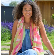 POM Warm Pink/Brights Abstract Print Repreve Scarf