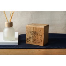 Highland Cow Oak Money Box
