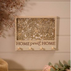 Richard Lang Home Sweet Home Wood Laser Plaque With Hooks