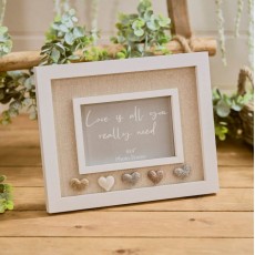 Richard Lang Heart Pebble Photo Frame Linen & White Wood Love Is All Richard Lang Heart Pebble Photo Frame Linen & White Wood Love Is All