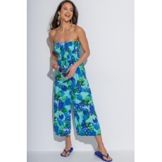 Pour Moi Strapless Shirred Bodice Crop Leg Beach Jumpsuit