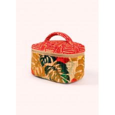 Quilted Velvet Vanity Case Exotic Leaves
