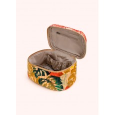 Quilted Velvet Vanity Case Exotic Leaves