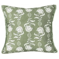 Block Floral Print Cushion 45x45-Sage Block Floral Print Cushion 45x45-Sage