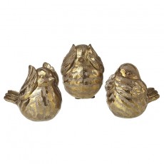 Gold Hear/Speak/See No Evil Birds