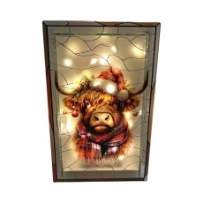 LED Highland Cow Stained Glass