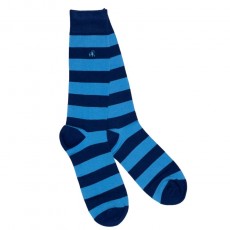 Swole Panda Sky Blue Striped Socks  7-11