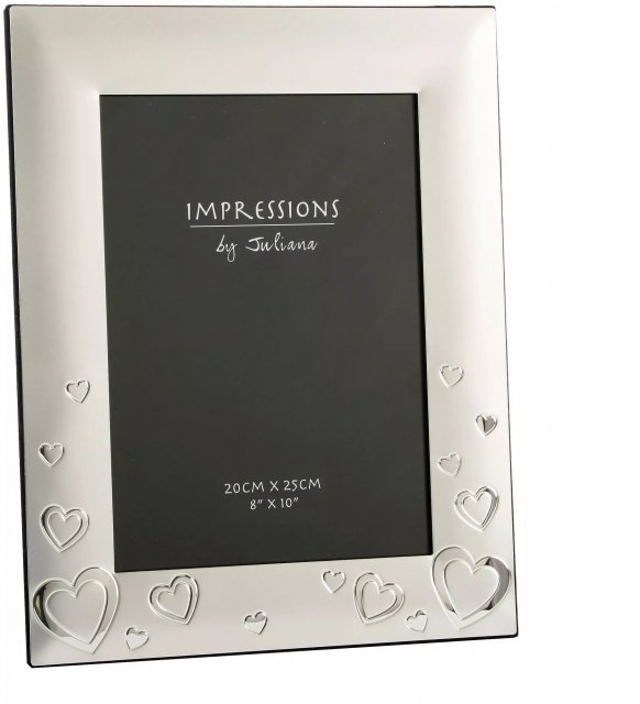 Juliana Photo Frame 2 Tone Silverplated Hearts 8"x10"