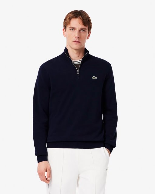 Lacoste Zipped High Neck Cotton Sweater