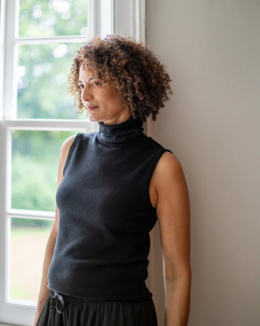 Chalk Posy Roll Neck Top