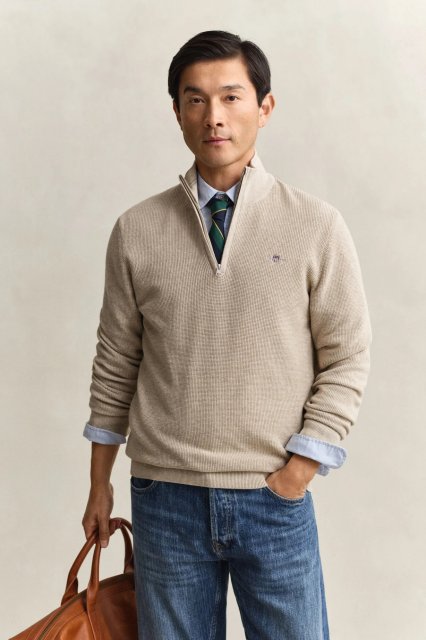 Gant Micro Textured Cotton Half Zip