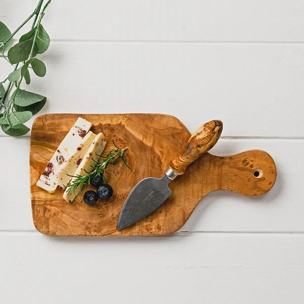Olive Wood Cheese Board And Knife Set