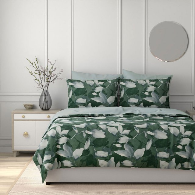 Dreamworld Inky Leaves Green Duvet Set