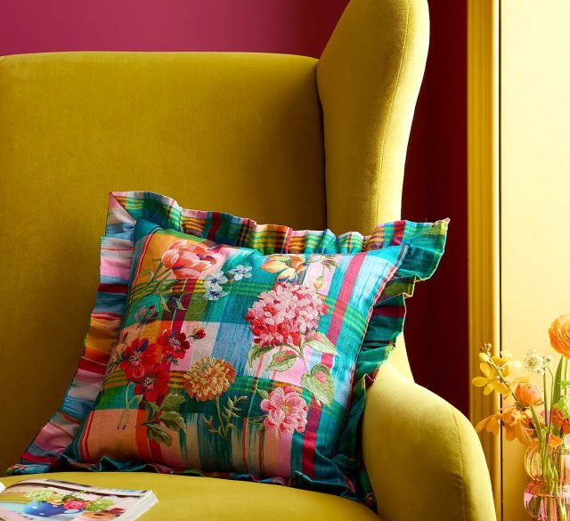Wanderweave Ikat Check Filled Cushion 43x43 Bright