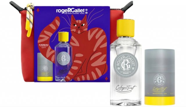 Roger & Gallet Xmas Set-Cologne Twist EDC 100ml Deo 50g & Pouch
