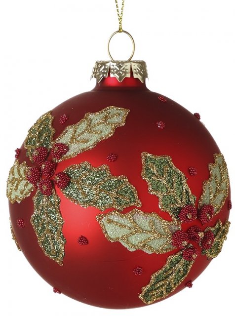 Red Bauble w/Flowers