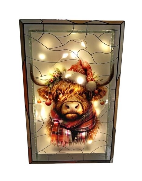 LED Highland Cow Stained Glass