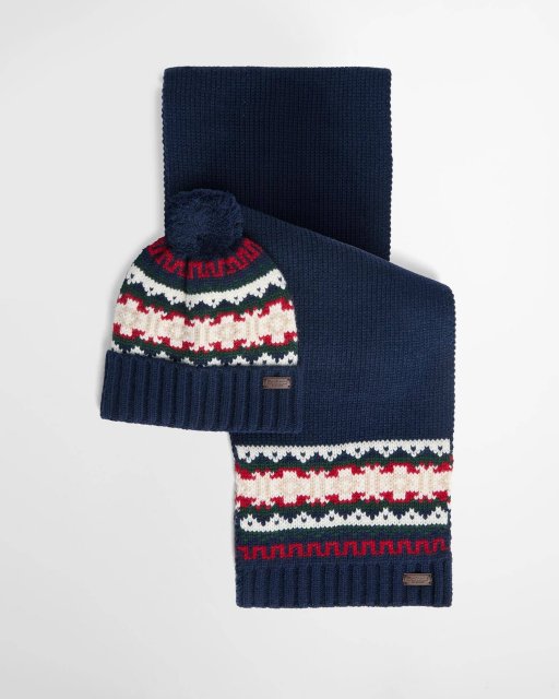 Barbour Kane Knitted Beanie & Scarf Gift Set
