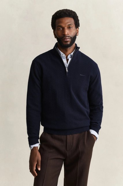 Gant Herringbone Texture Half Zip