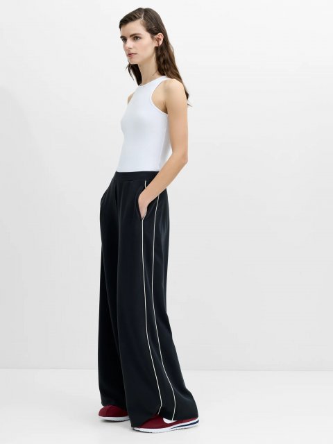 French Connection Wren Side Stripe Pleated Wide Leg Jogger