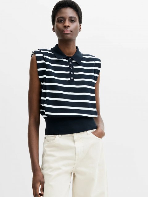 French Connection Kea Stripe Collared Vest