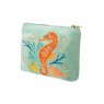 Powder Sparkling Seahorse Velvet Mini Pouch Aqua